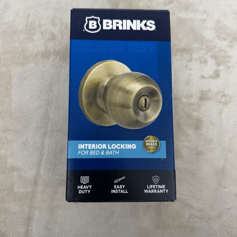 Brinks Bed Bath Privacy Door Knob Antique Brass Interior Lock 2112-109